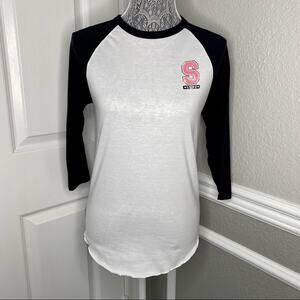 SKECHERS Womens 3/4 Long Sleeve Crewneck Cotton Blend Baseball Tee Shirt XS
